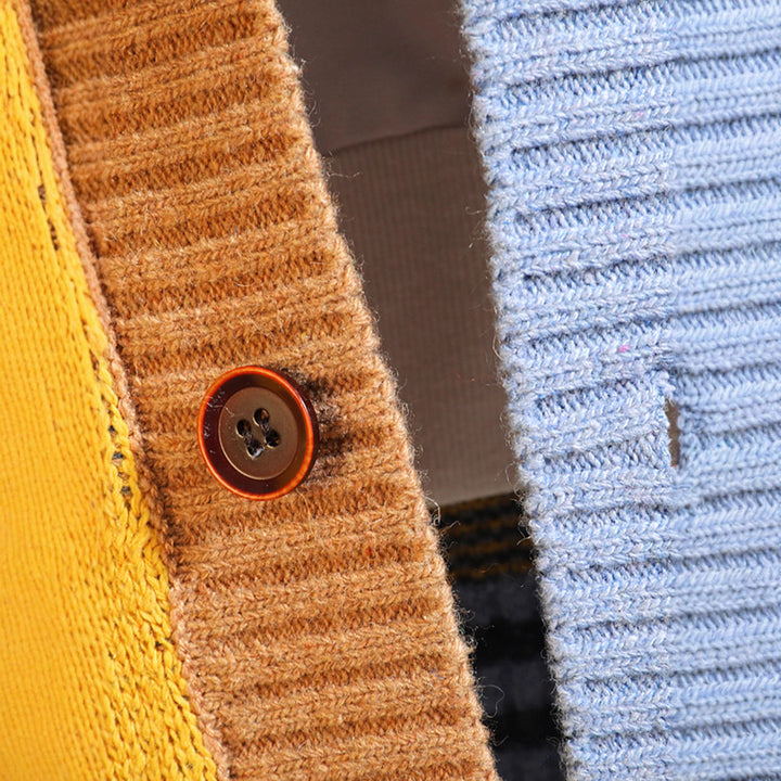 Men's cardigan, V-neck, design accents
