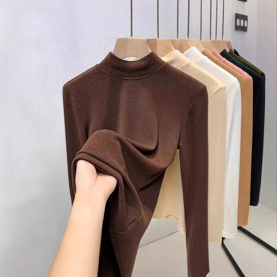 Women's thermal undershirt, half-high collar, lined