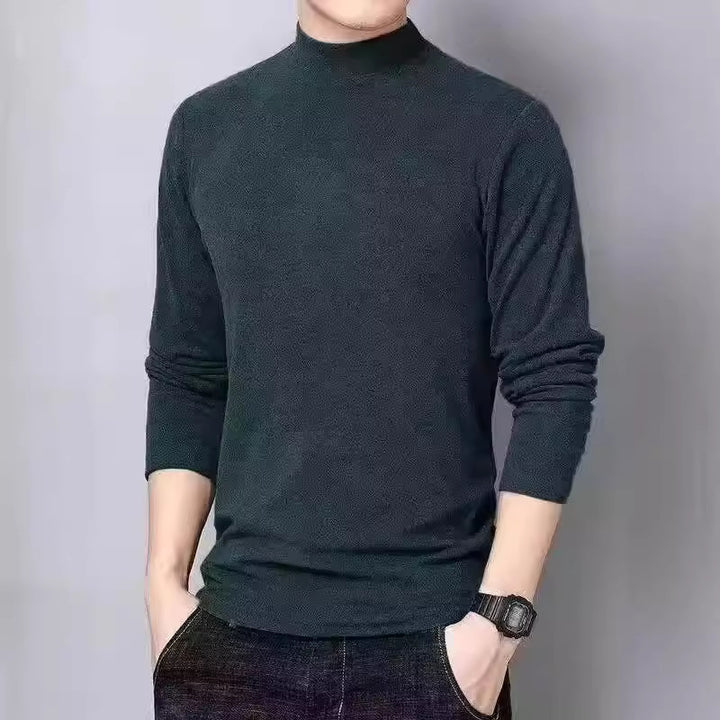 Men's long sleeve shirt with stand-up collar, padded