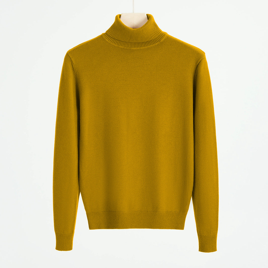 Men's knit sweater with turtleneck, warm