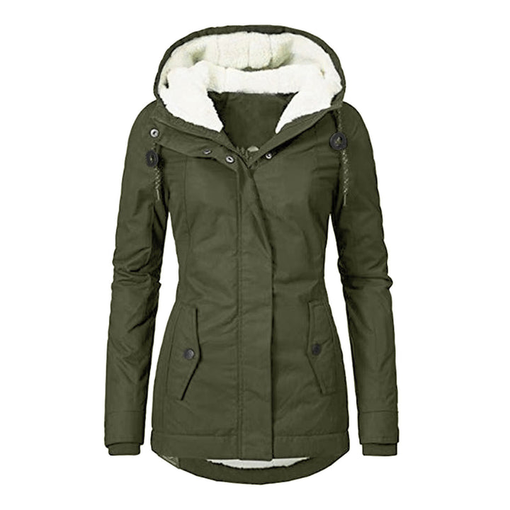 Fleece-lined parka with lambskin imitation