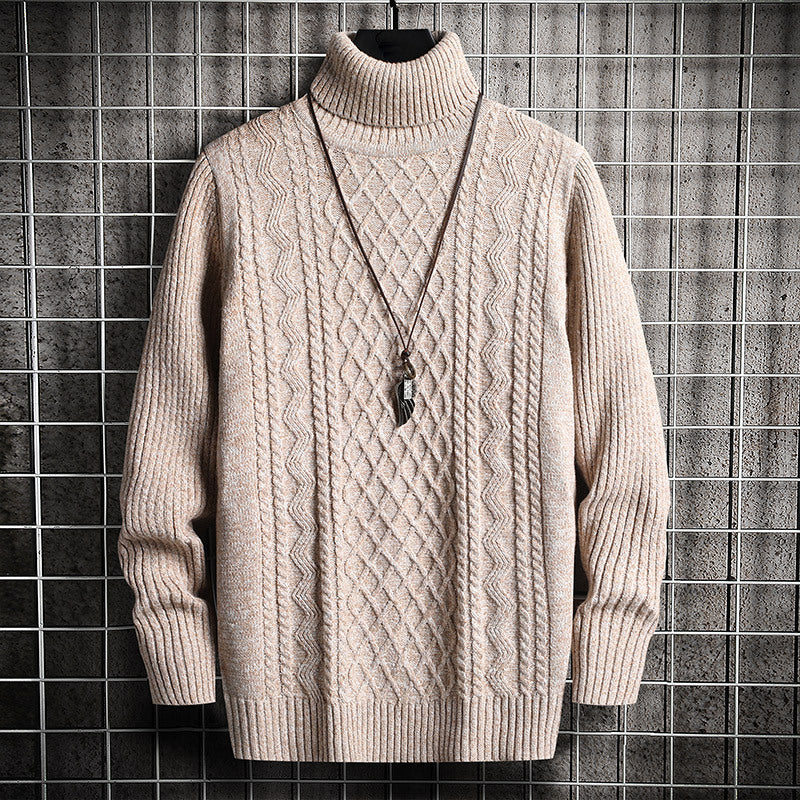 Men's sweater, turtleneck, diamond pattern, slim