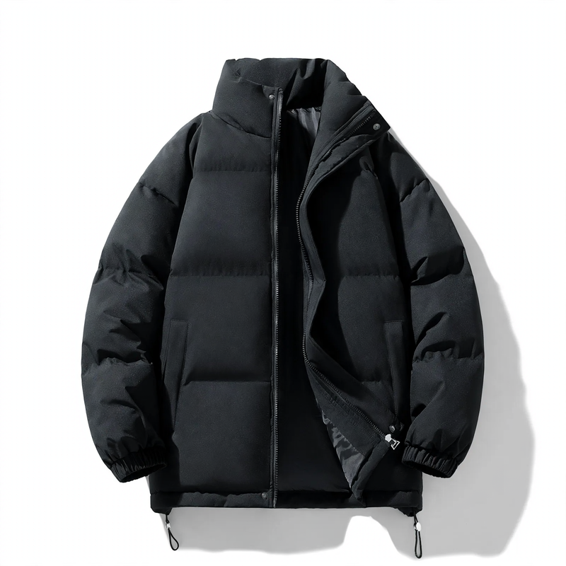 Unisex quilted jacket, stand-up collar, padded, solid color