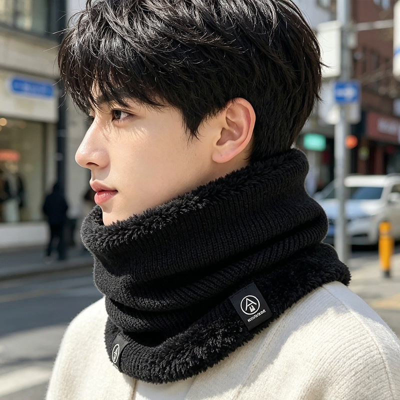 Padded knitted scarf, warming, for winter