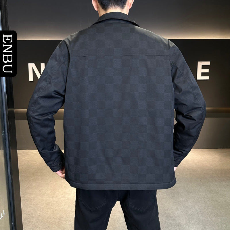 Men's down jacket with lapel collar, 90% white duck down