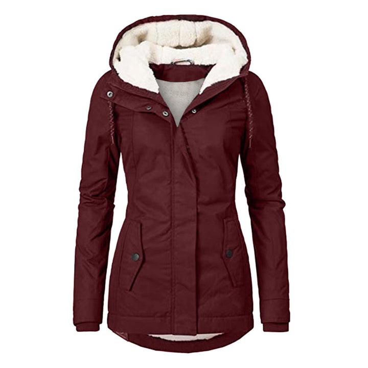 Fleece-lined parka with lambskin imitation