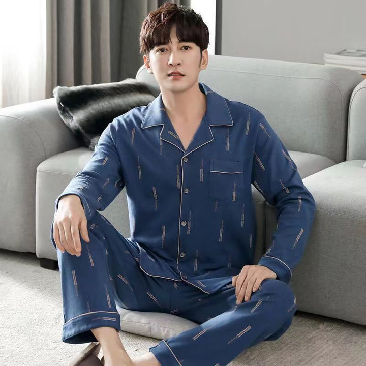 Men's pajamas made of 100% cotton, long-sleeved