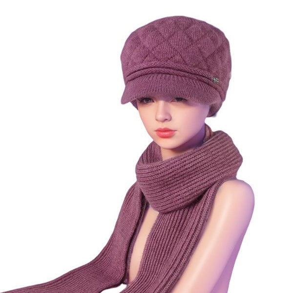 Winter Set: Knitted beret and scarf for women