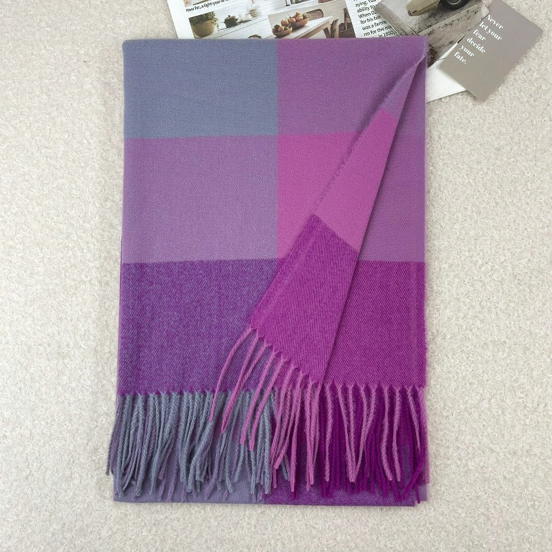 Checked scarf made of cashmere imitation, 65x180cm