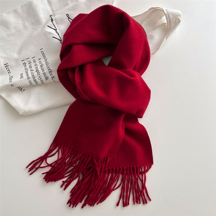 Wool-cashmere blend scarf with fringes, 33x180 cm
