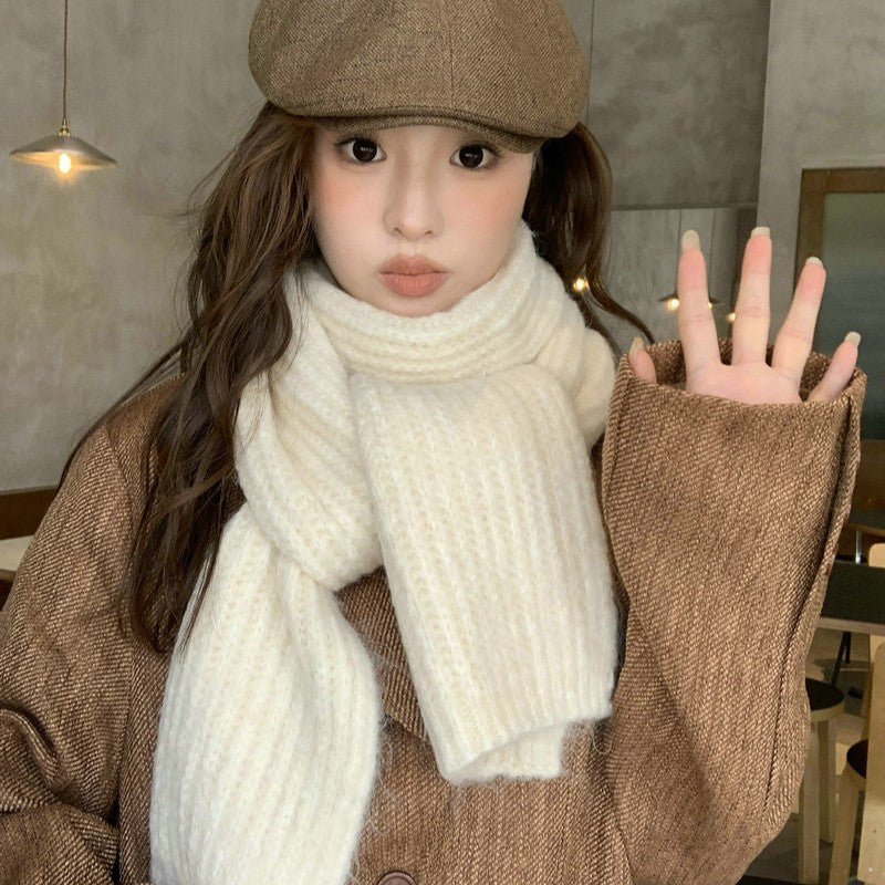 Soft Alpaca wool scarf, solid color, thick and versatile