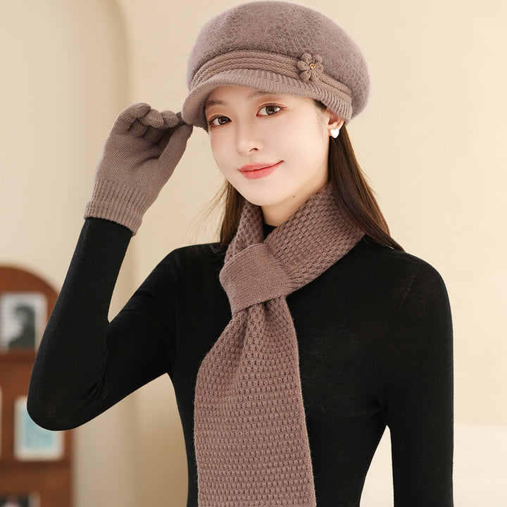 Women's Knit Set: Warm Hat, Scarf, and Gloves