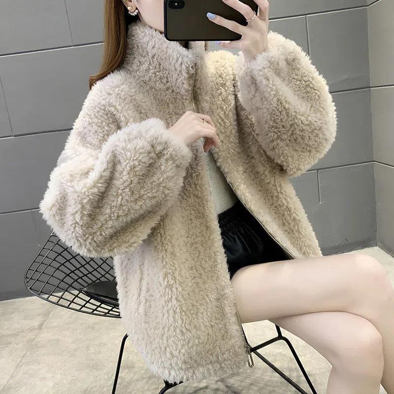 Unisex-Sheepskin-Jacket, padded, with stand-up collar