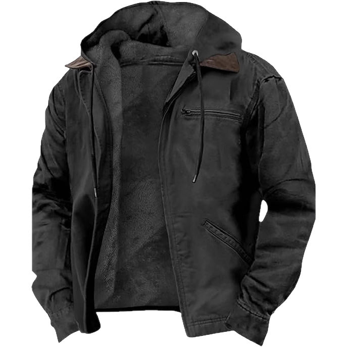 Men's hooded jacket, padded, with zip pockets