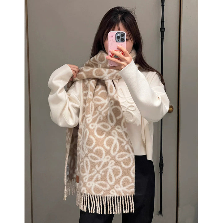 Elegant winter scarf made of mohair-wool blend