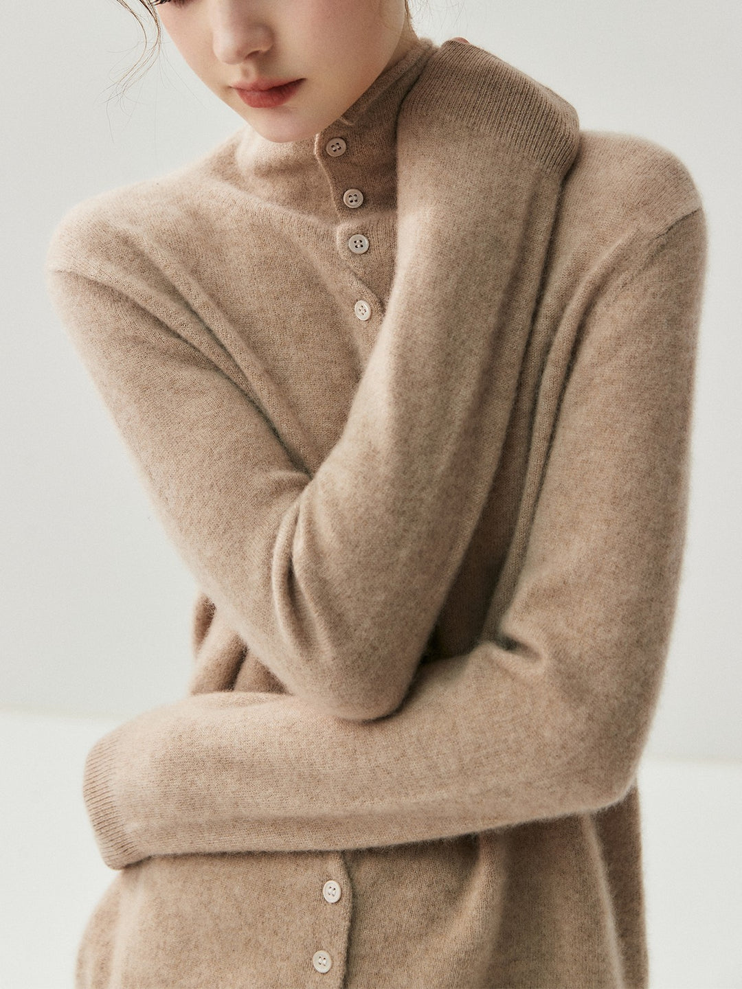 Cardigan with rolled edges, soft feel