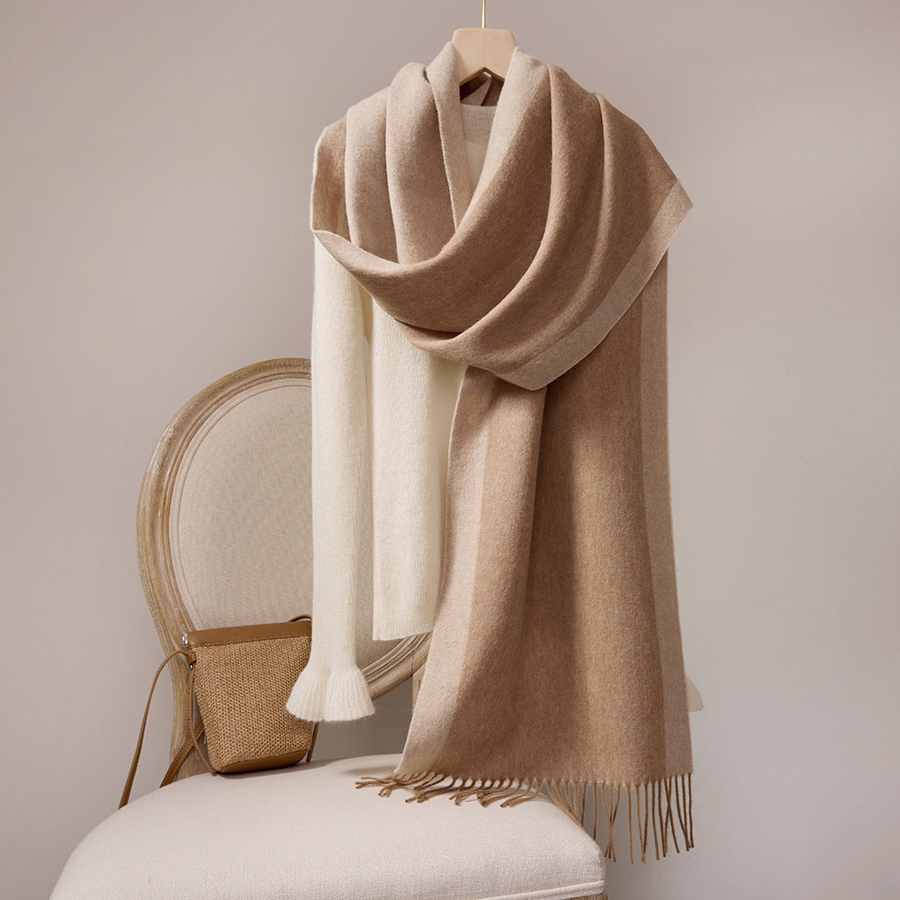Wool scarf with fringes, 35x190cm