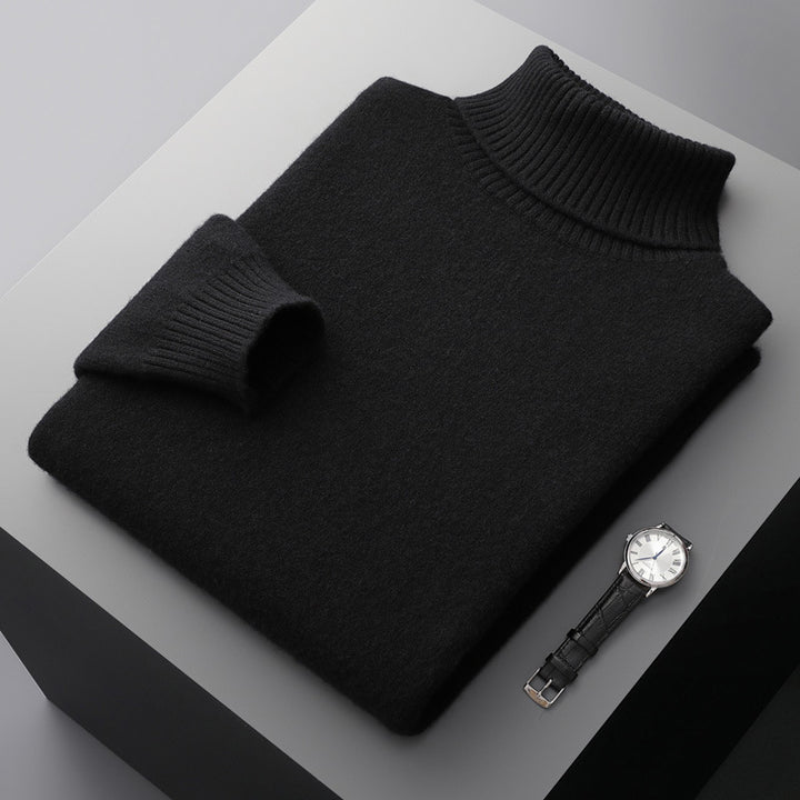 Men's wool sweater with turtleneck, 100% wool