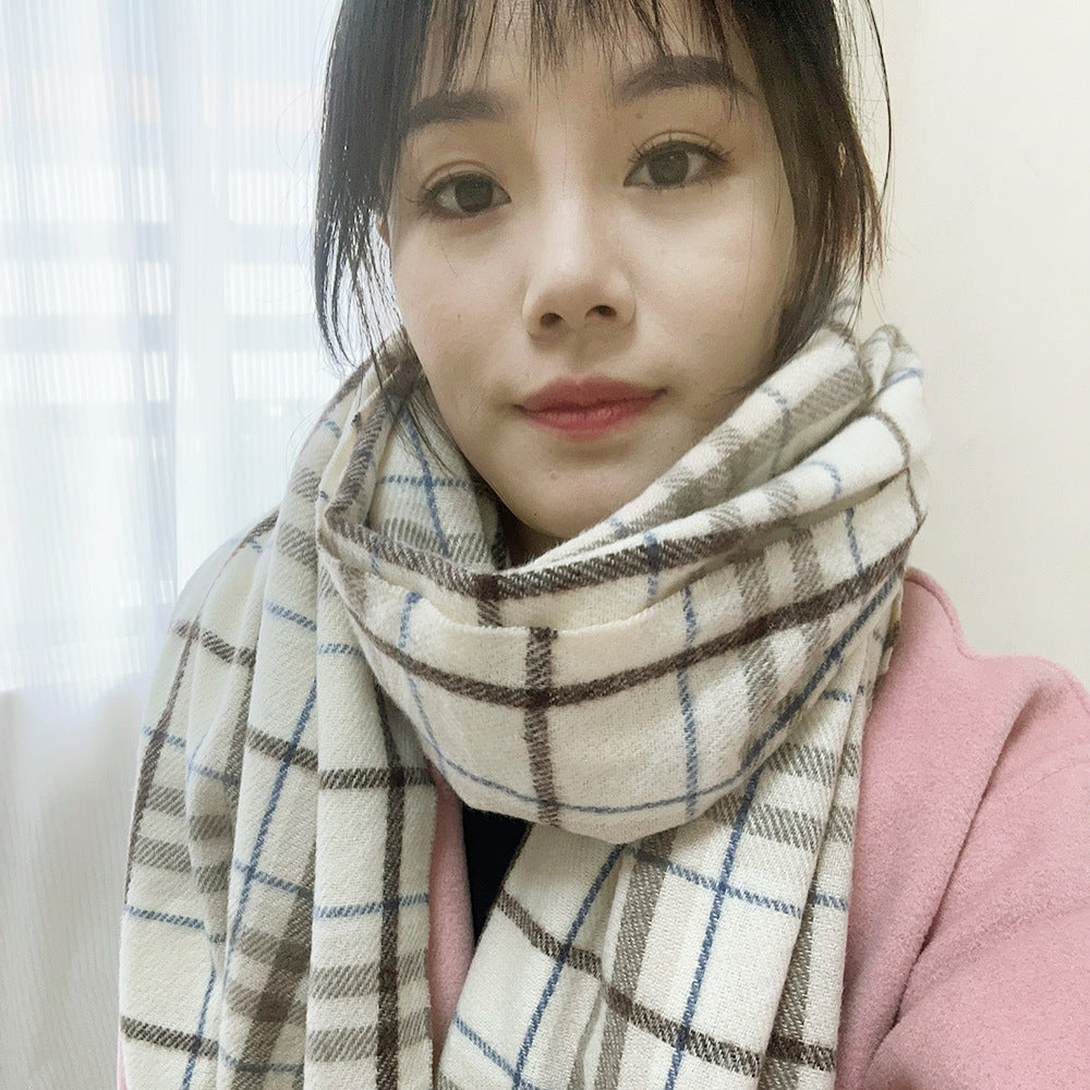 Thick checkered winter scarf, 200x50cm