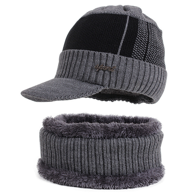 Knitted hat and scarf set for men
