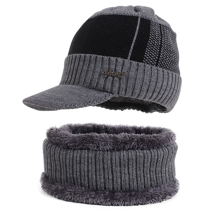 Knitted hat and scarf set for men