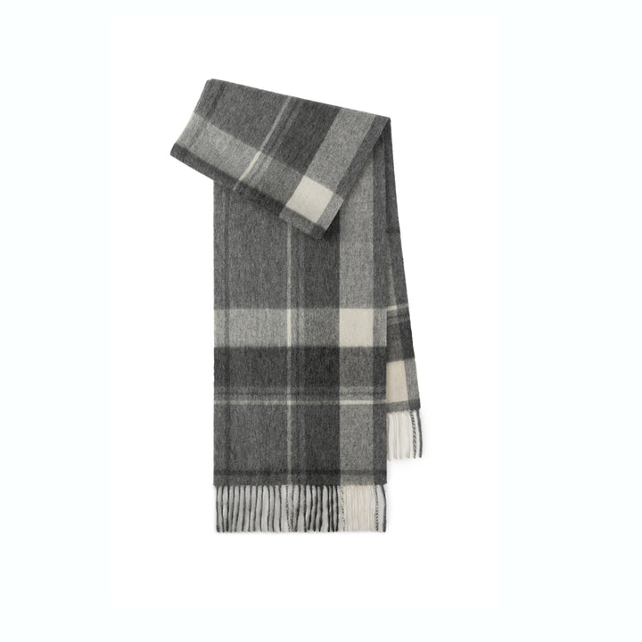 Checked wool scarf, 100% wool, 180x30 cm