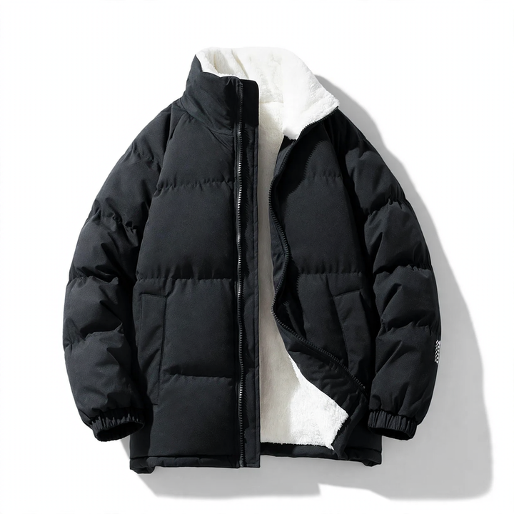Men's quilted jacket, windproof, stand-up collar, loose