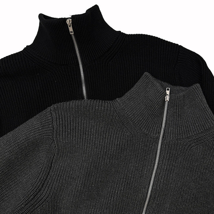 Unisex Knit Sweater, Half-Zip, Wool Blend