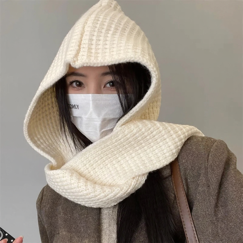 Versatile Knit Set: Hooded Scarf and Cloak