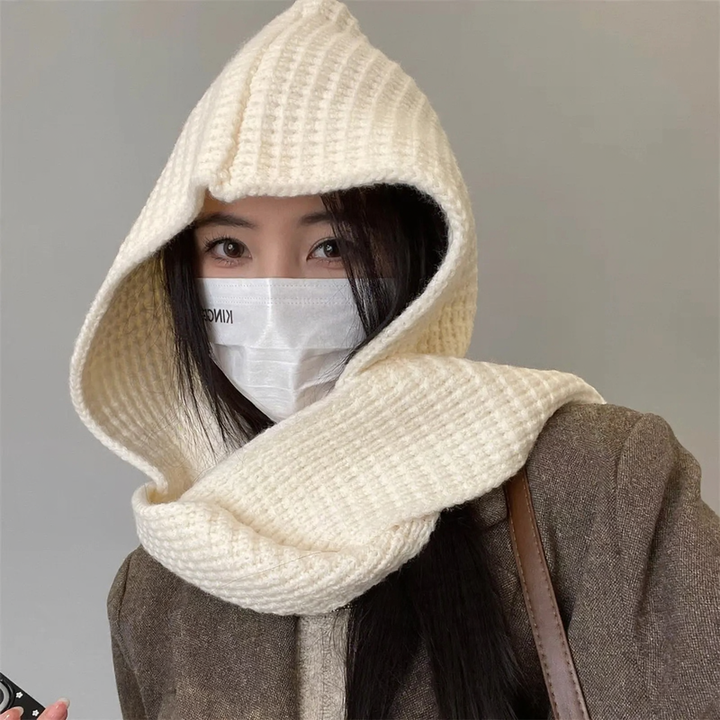 Versatile Knit Set: Hooded Scarf and Cloak