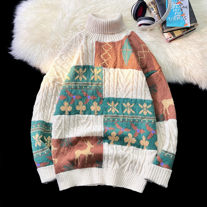 Padded turtleneck sweater in retro style