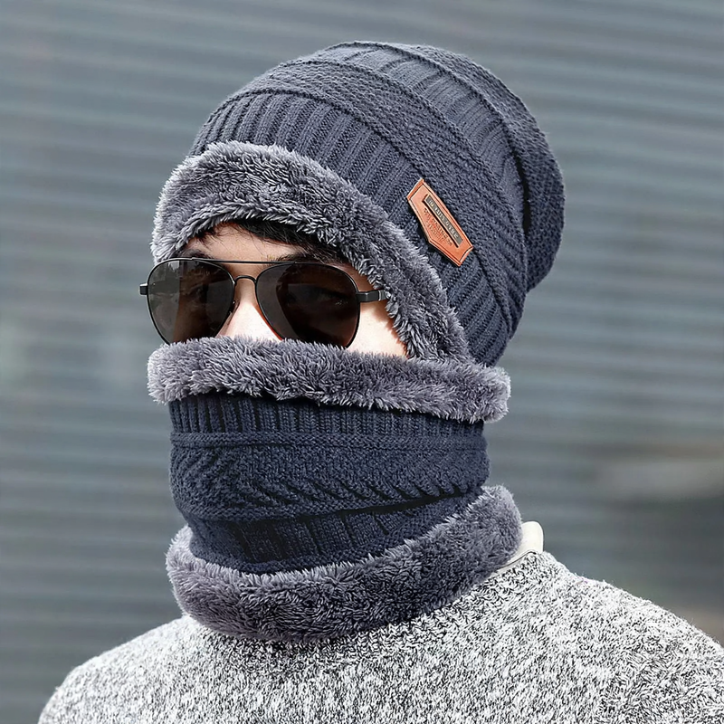 Padded Knit Beanie and Scarf Set, Winter