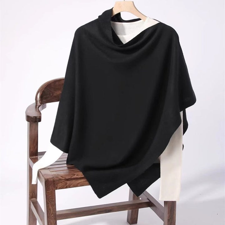 Large merino wool poncho, solid color