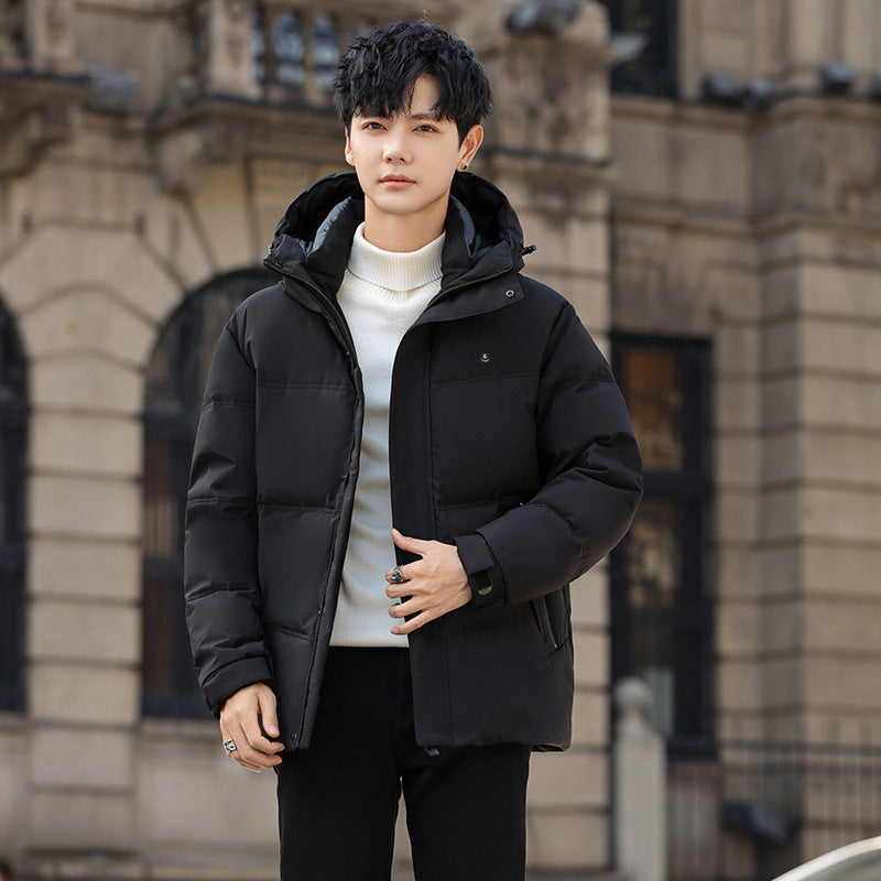 Short men's down jacket with hood, 885