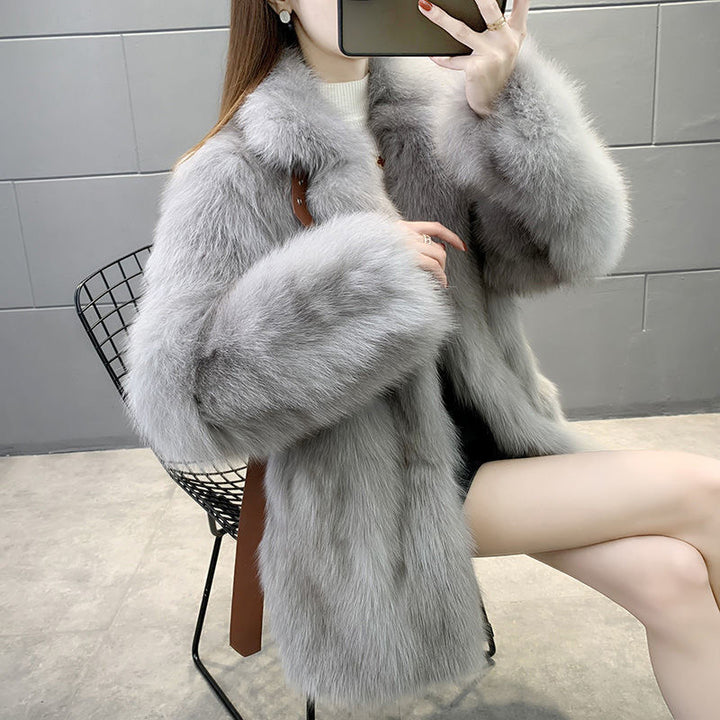 Elegant faux fur coat in fox look