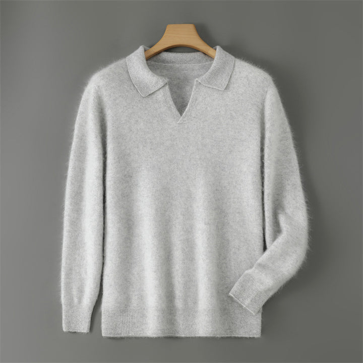 Men's wool sweater with collar, business casual