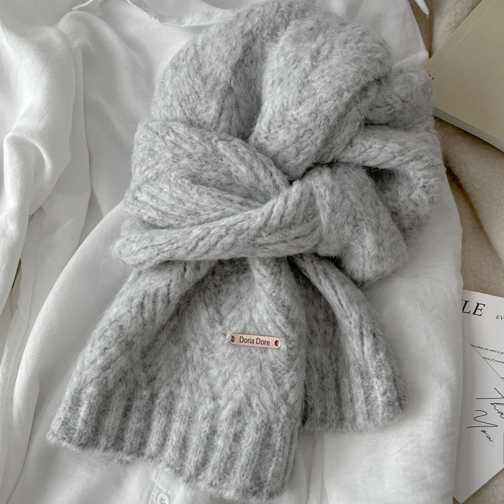 Alpaca wool scarf, solid color, 24x165cm
