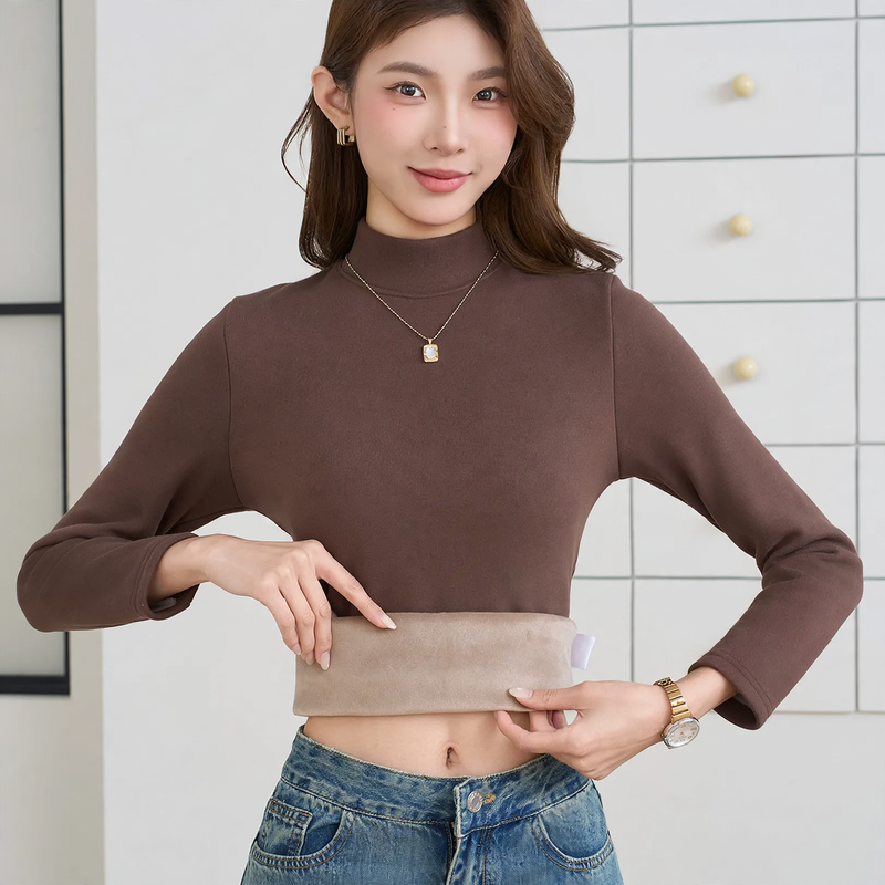Padded women's long sleeve shirt with stand-up collar