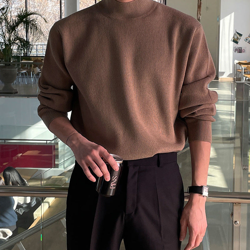 Men's retro-style knitted pullover, round neck