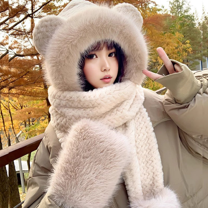 Plush Set: Hat, Scarf and Gloves in One
