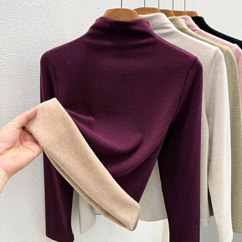 Wool blend turtleneck sweater with thermal lining
