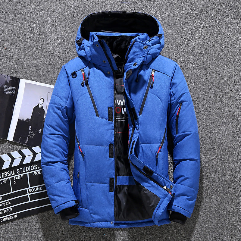 Warm men's down jacket, fitted