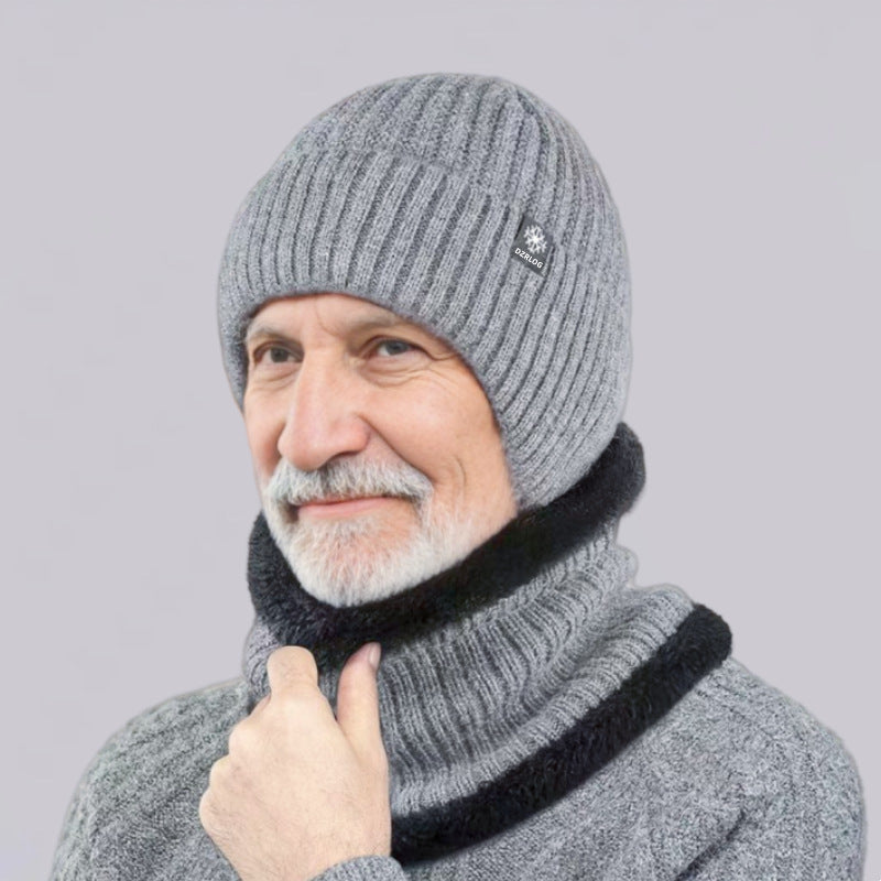 Winter knit hat and scarf set for men
