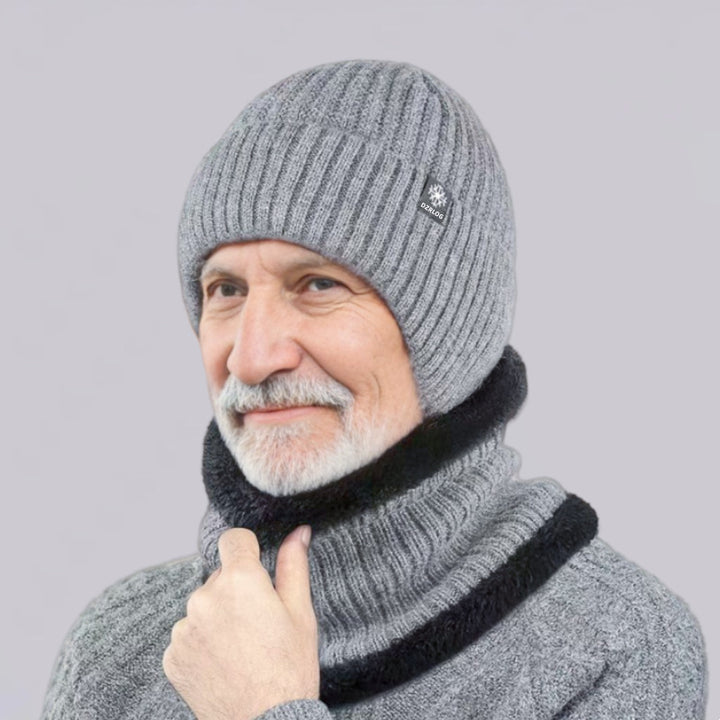 Winter knit hat and scarf set for men