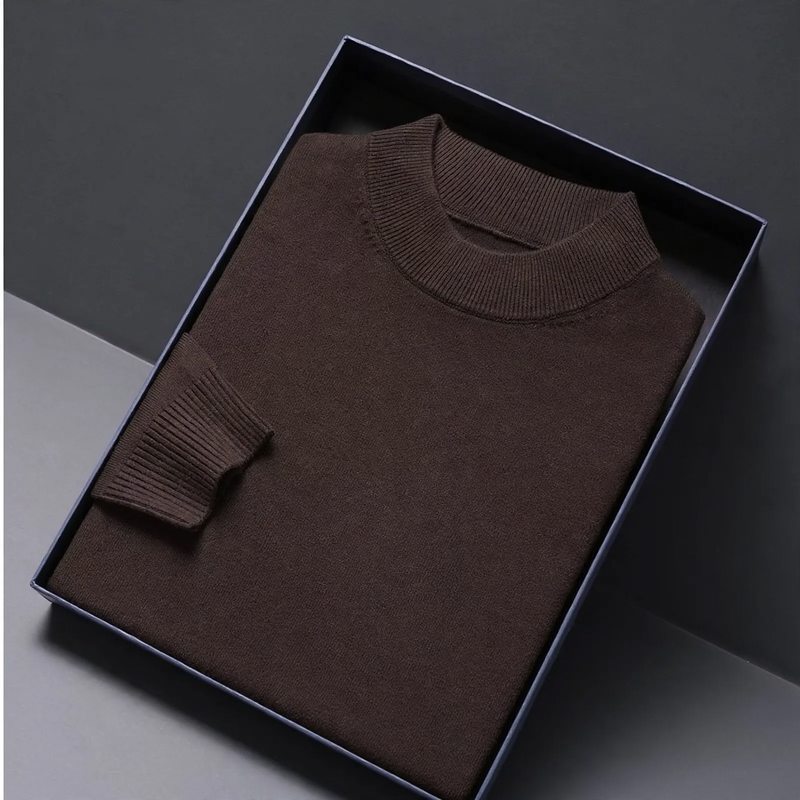 Men's Yak Wool Sweater, Stand-Up Collar, Warm and Knitted
