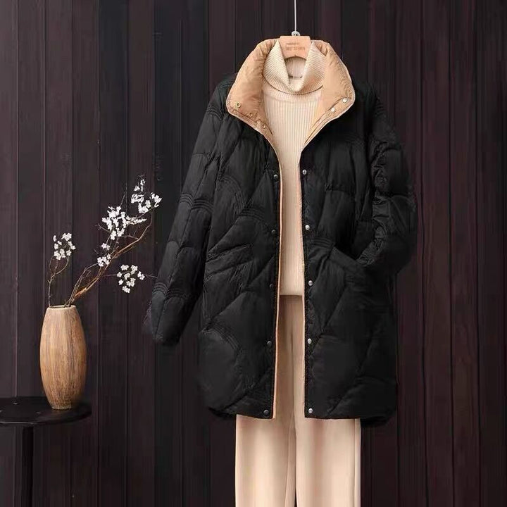 Light down jacket with stand-up collar for women, plus size