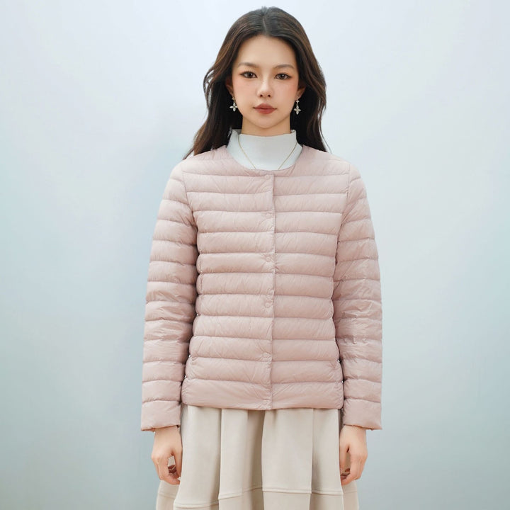 Light women's down jacket, simple design