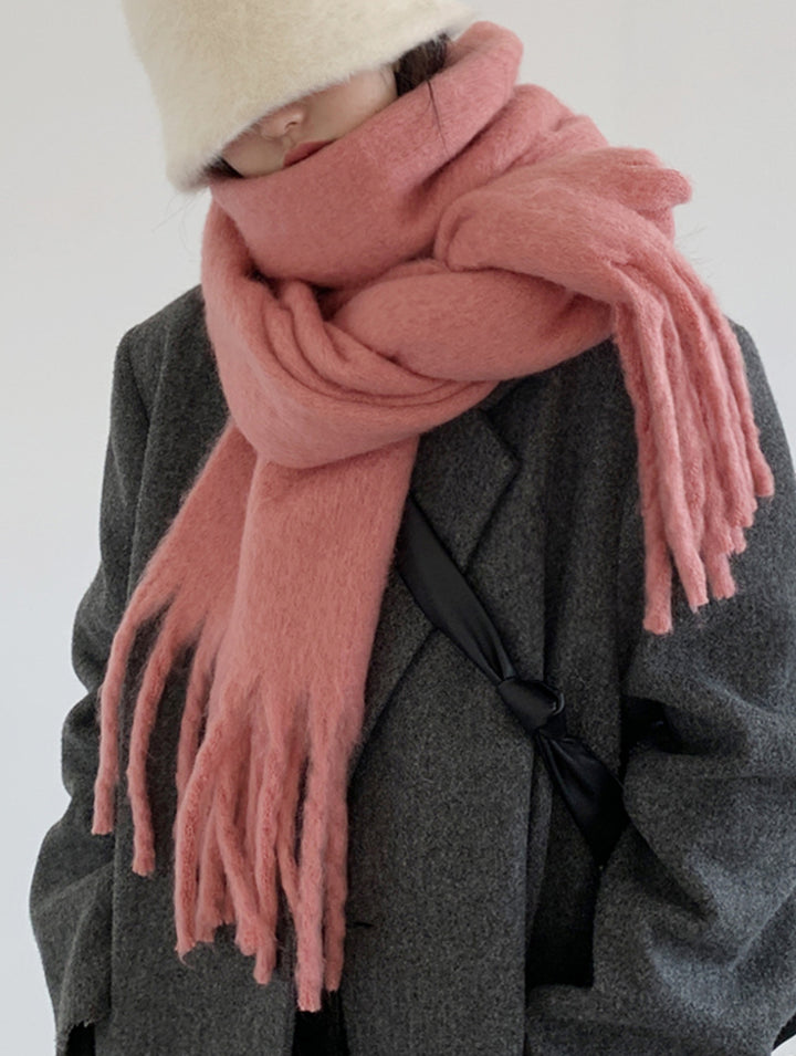 Soft scarf in cashmere look with fringes, 230 cm