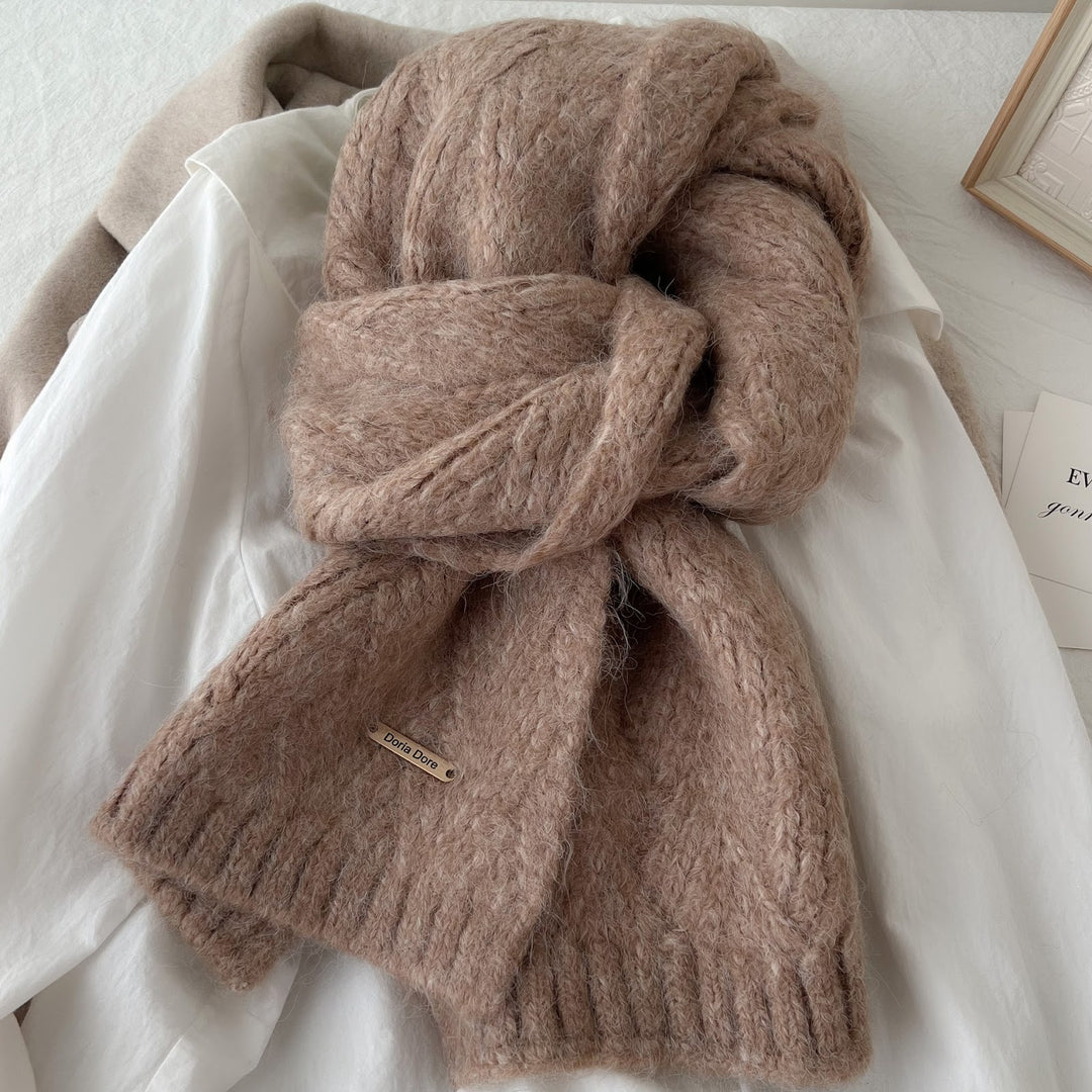 Alpaca wool blend scarf, knitted, 162cm