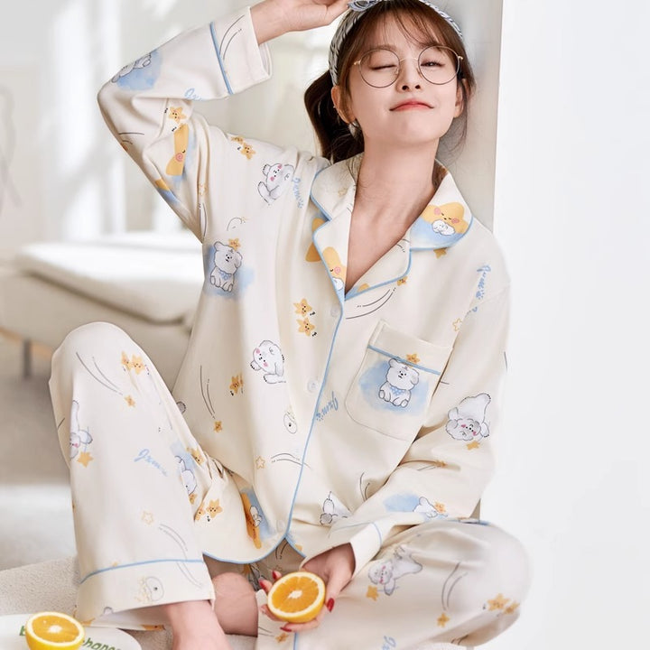 Lightweight women's pajamas, long sleeve, spring and autumn